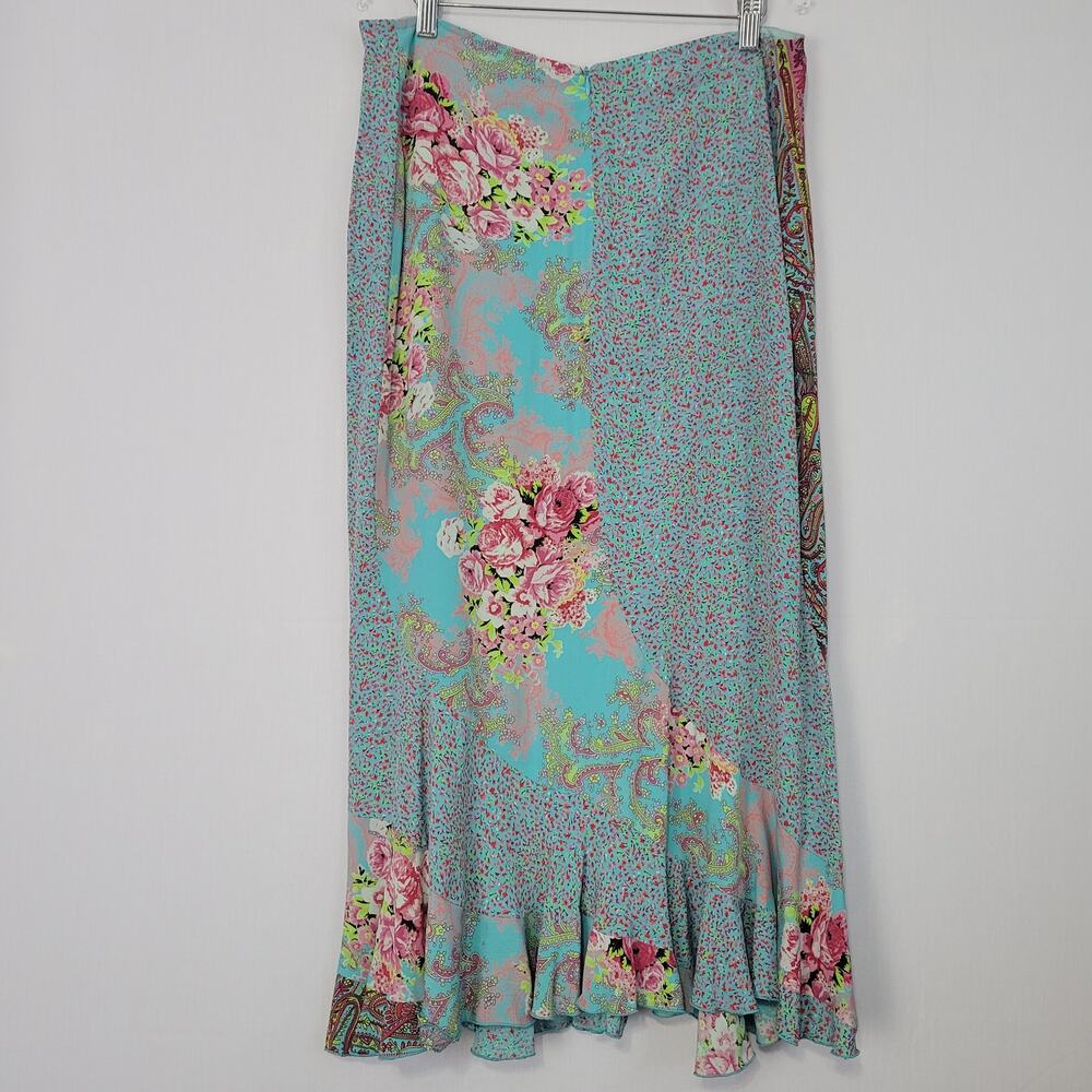 Y2K Floral Mixed Patchwork Print Maxi Skirt sz 12 Multicolor Boho Fairy Cottage - Picture 6 of 7